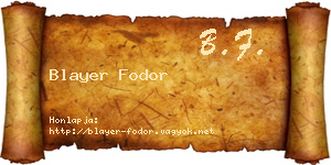 Blayer Fodor névjegykártya